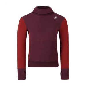 Aclima Warmwool Hoodsweater Ch  Fig/Red Dahlia