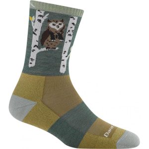 Darn Tough Critter Club Micro Crew Lightweight Owl Green