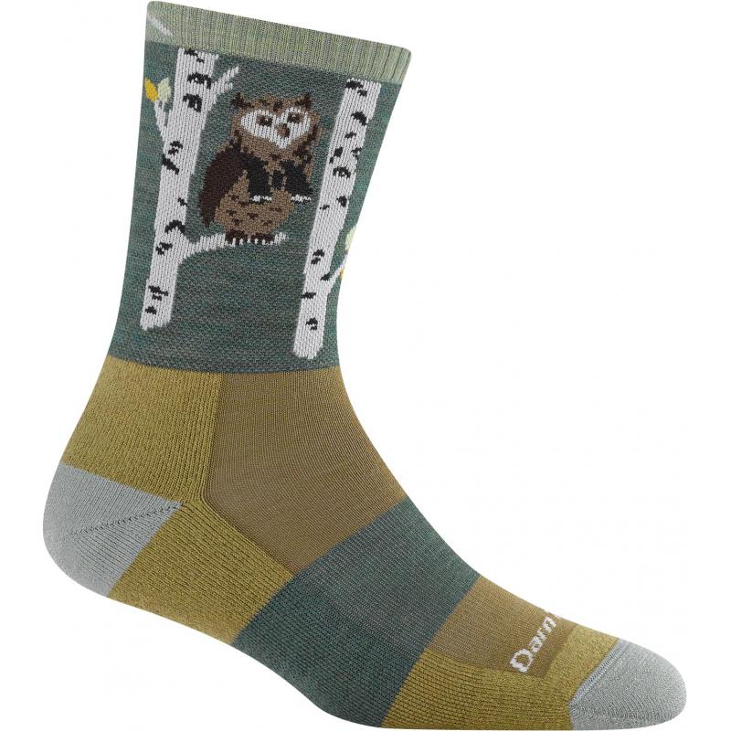 Darn Tough Critter Club Micro Crew Lightweight Owl Green
